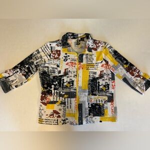 Sportelle multicolor graphic print 3/4 sleeve zipper jacket size XL